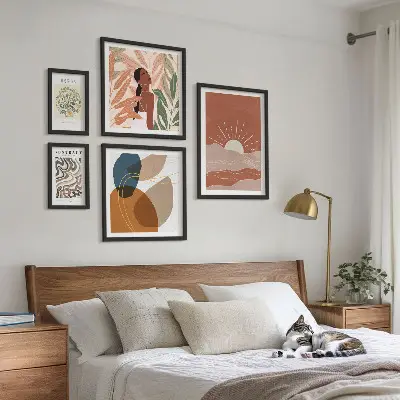 Conjunto de cuadros decorativos con motivos abstractos de plantas al estilo bohemio