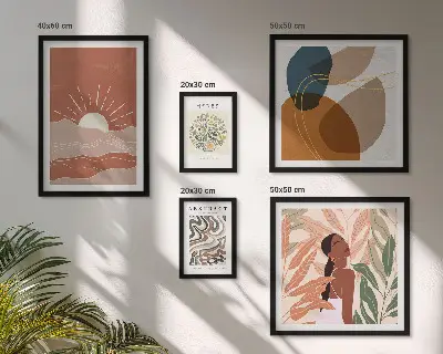 Conjunto de cuadros decorativos con motivos abstractos de plantas al estilo bohemio