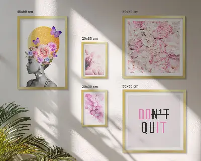 Set de 5 cuadros para salón con motivos de mujer y flores