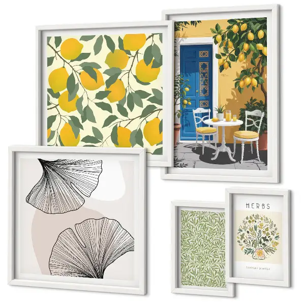 Conjunto de cuadros decorativos con elegantes motivos vegetales