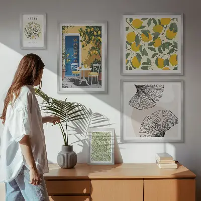 Conjunto de cuadros decorativos con elegantes motivos vegetales