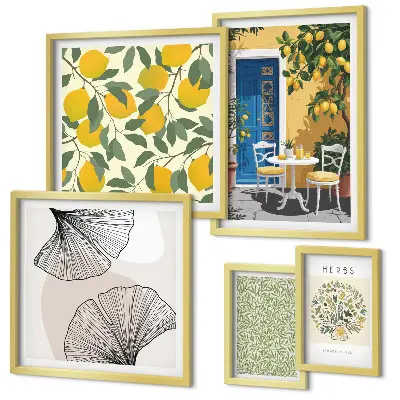 Conjunto de cuadros decorativos con elegantes motivos vegetales