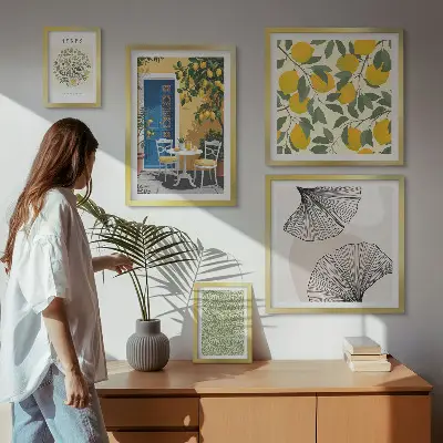 Conjunto de cuadros decorativos con elegantes motivos vegetales