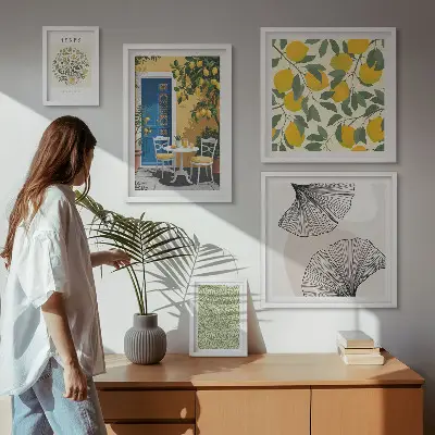 Conjunto de cuadros decorativos con elegantes motivos vegetales