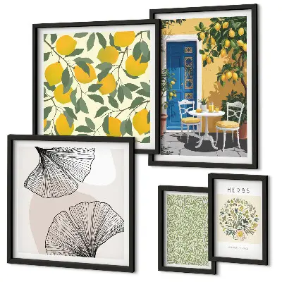Conjunto de cuadros decorativos con elegantes motivos vegetales