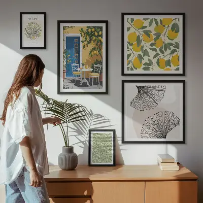 Conjunto de cuadros decorativos con elegantes motivos vegetales