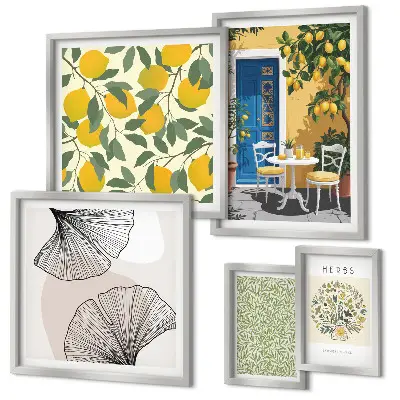 Conjunto de cuadros decorativos con elegantes motivos vegetales
