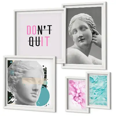 Set de 5 cuadros decorativos para salón con diseño elegante de estilo clásico y moderno