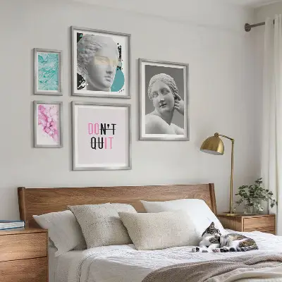 Set de 5 cuadros decorativos para salón con diseño elegante de estilo clásico y moderno