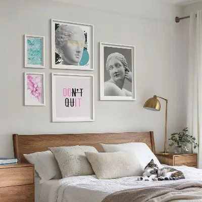 Set de 5 cuadros decorativos para salón con diseño elegante de estilo clásico y moderno