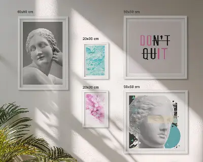 Set de 5 cuadros decorativos para salón con diseño elegante de estilo clásico y moderno