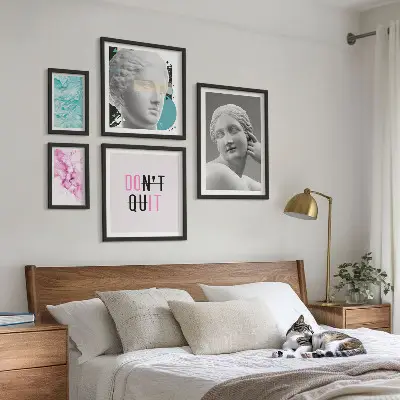 Set de 5 cuadros decorativos para salón con diseño elegante de estilo clásico y moderno