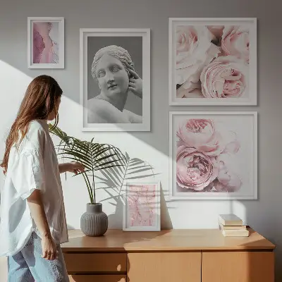Esculturas florales clásicas decoración para pared de galería de arte