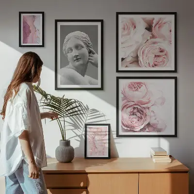 Esculturas florales clásicas decoración para pared de galería de arte
