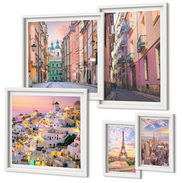 Conjunto de cuadros decorativos Ciudades encantadoras en Europa