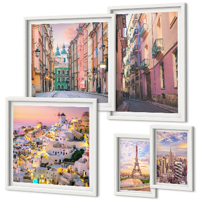 Conjunto de cuadros decorativos Ciudades encantadoras en Europa