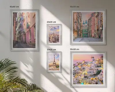 Conjunto de cuadros decorativos con temática de ciudades encantadoras en Europa