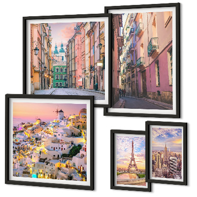 Conjunto de cuadros decorativos Ciudades encantadoras en Europa