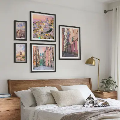 Conjunto de cuadros decorativos con temática de ciudades encantadoras en Europa
