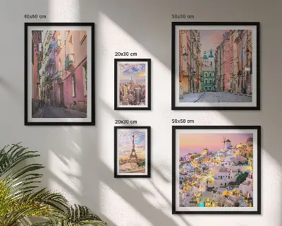 Conjunto de cuadros decorativos con temática de ciudades encantadoras en Europa