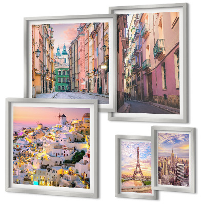 Conjunto de cuadros decorativos Ciudades encantadoras en Europa