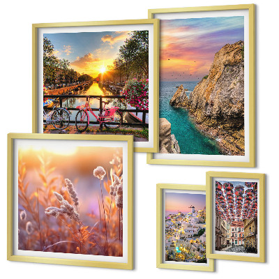 Set de 5 cuadros para salón Paisajes costeros de Europa