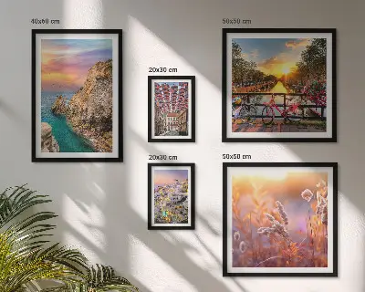 Set de 5 cuadros para salón con paisajes costeros de Europa