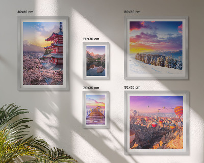 Pared galería de arte montañas y flores asiáticas