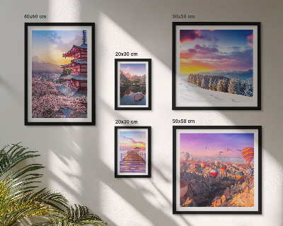 Pared galería de arte montañas y flores asiáticas