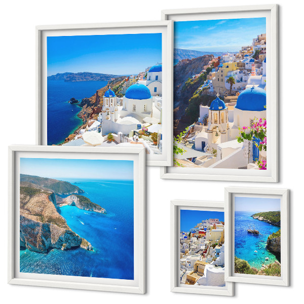 Conjunto de cuadros decorativos Cúpulas azules de las islas griegas