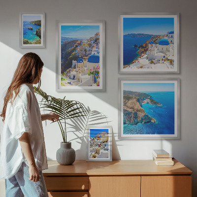Conjunto de cuadros decorativos Cúpulas azules de las islas griegas