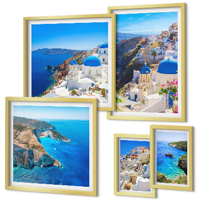 Conjunto de cuadros decorativos Cúpulas azules de las islas griegas