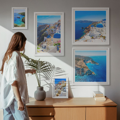 Conjunto de cuadros decorativos Cúpulas azules de las islas griegas
