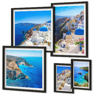 Conjunto de cuadros decorativos Cúpulas azules de las islas griegas
