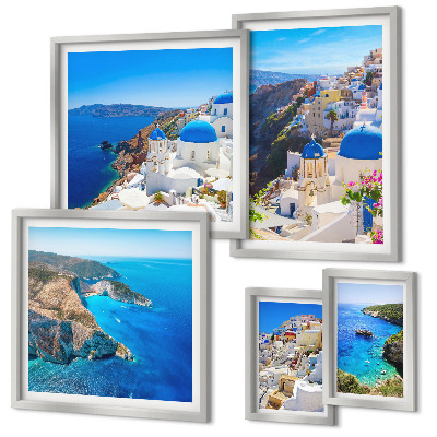 Conjunto de cuadros decorativos Cúpulas azules de las islas griegas