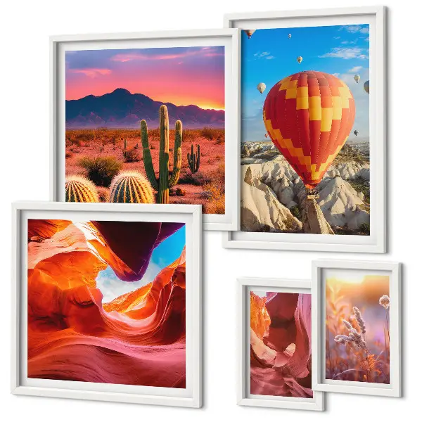 Set de 5 cuadros para salón diseño de globos del desierto