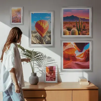 Set de 5 cuadros para salón diseño de globos del desierto