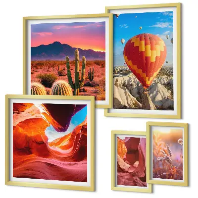 Set de 5 cuadros para salón diseño de globos del desierto