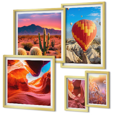 Set de 5 cuadros para salón globos del desierto