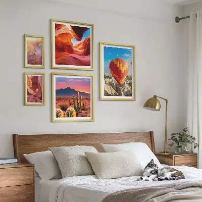 Set de 5 cuadros para salón diseño de globos del desierto