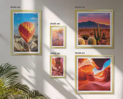 Set de 5 cuadros para salón diseño de globos del desierto