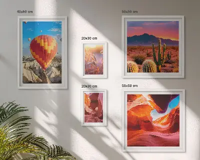 Set de 5 cuadros para salón diseño de globos del desierto