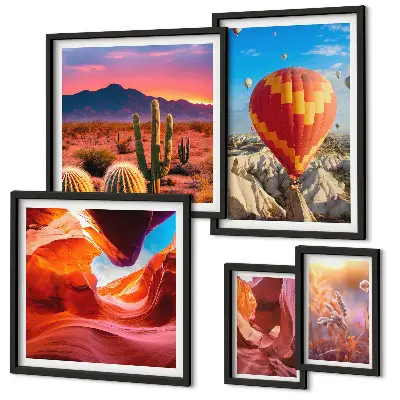 Set de 5 cuadros para salón diseño de globos del desierto