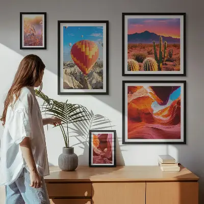 Set de 5 cuadros para salón diseño de globos del desierto