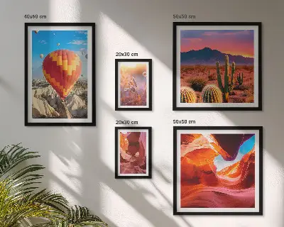Set de 5 cuadros para salón diseño de globos del desierto