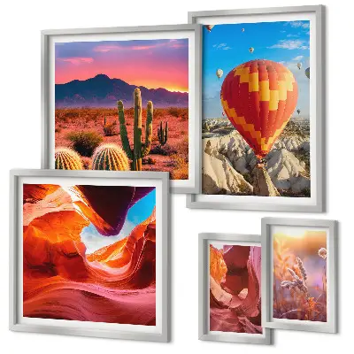 Set de 5 cuadros para salón diseño de globos del desierto