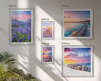 Pared galería de arte paisajes de naturaleza con montañas y vistas
