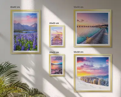 Pared galería de arte paisajes de naturaleza con montañas y vistas