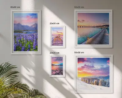 Pared galería de arte paisajes de naturaleza con montañas y vistas