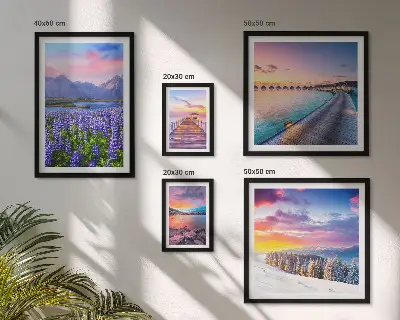 Pared galería de arte paisajes de naturaleza con montañas y vistas